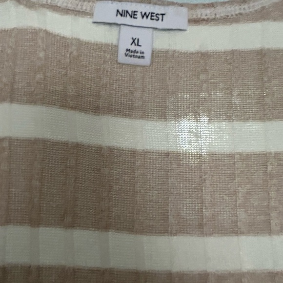 Cream/beige and white striped cardigan with pockets #stripes - Picture 2 of 3